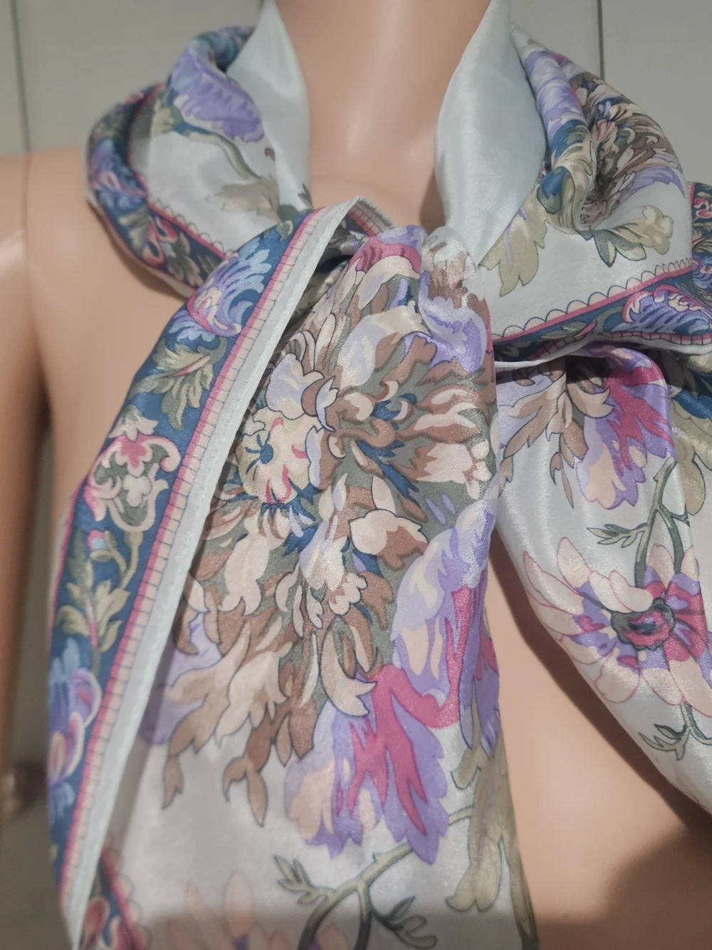 Vintage Liz Claiborne 100% Silk Floral Garden Square Scarf Made in Japan